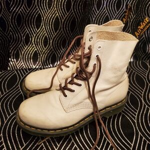 Doc Marten Pascal White Leather Lace-Up Boots
